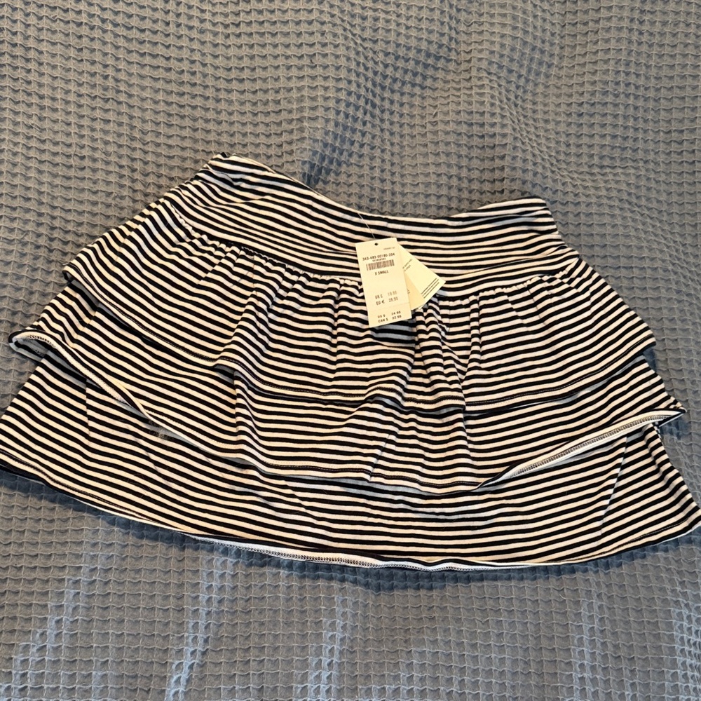 Hollister Navy and White Striped Mini Skirt